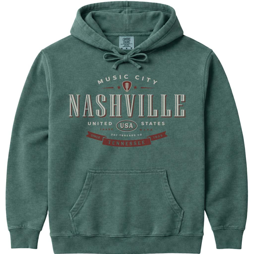 Nashville Music City Hoodie Sweatshirt - Blue Spruce