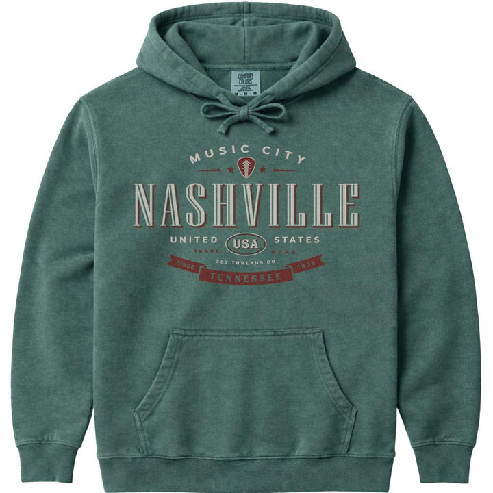 Nashville Music City Hoodie Sweatshirt - Blue Spruce