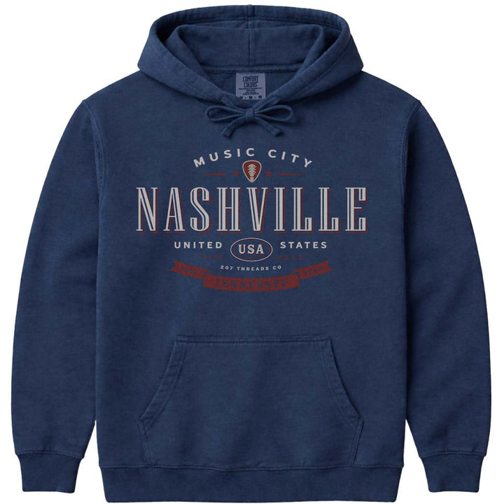Nashville Music City Hoodie Sweatshirt - Navy