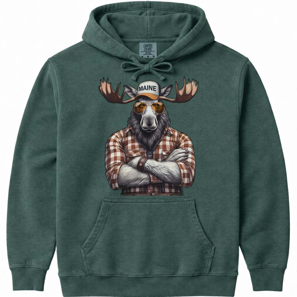 Talk To Me Moose Hoodie Sweatshirt - Blue Spruce