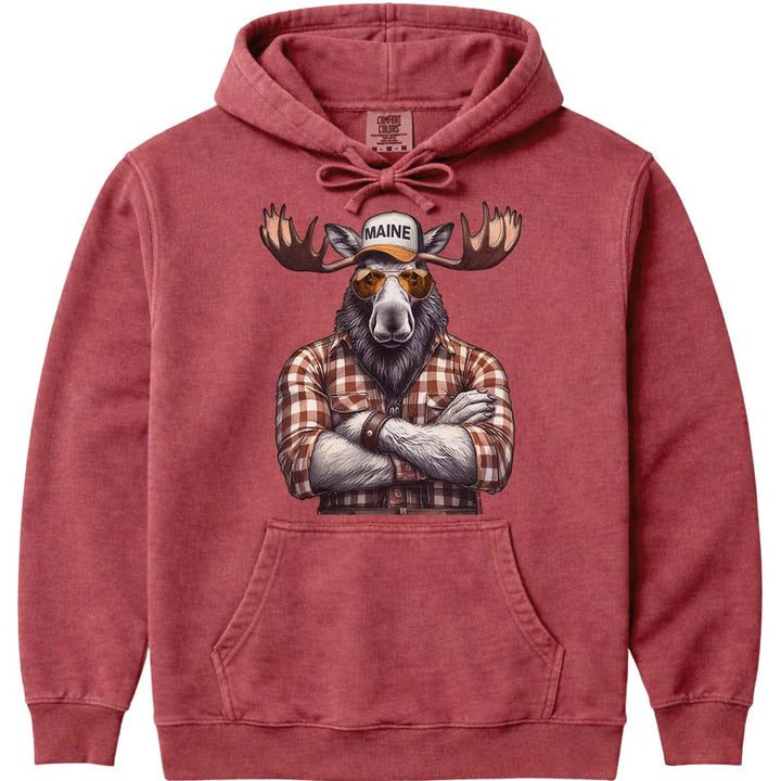 Talk To Me Moose Hoodie Sweatshirt - Crimson