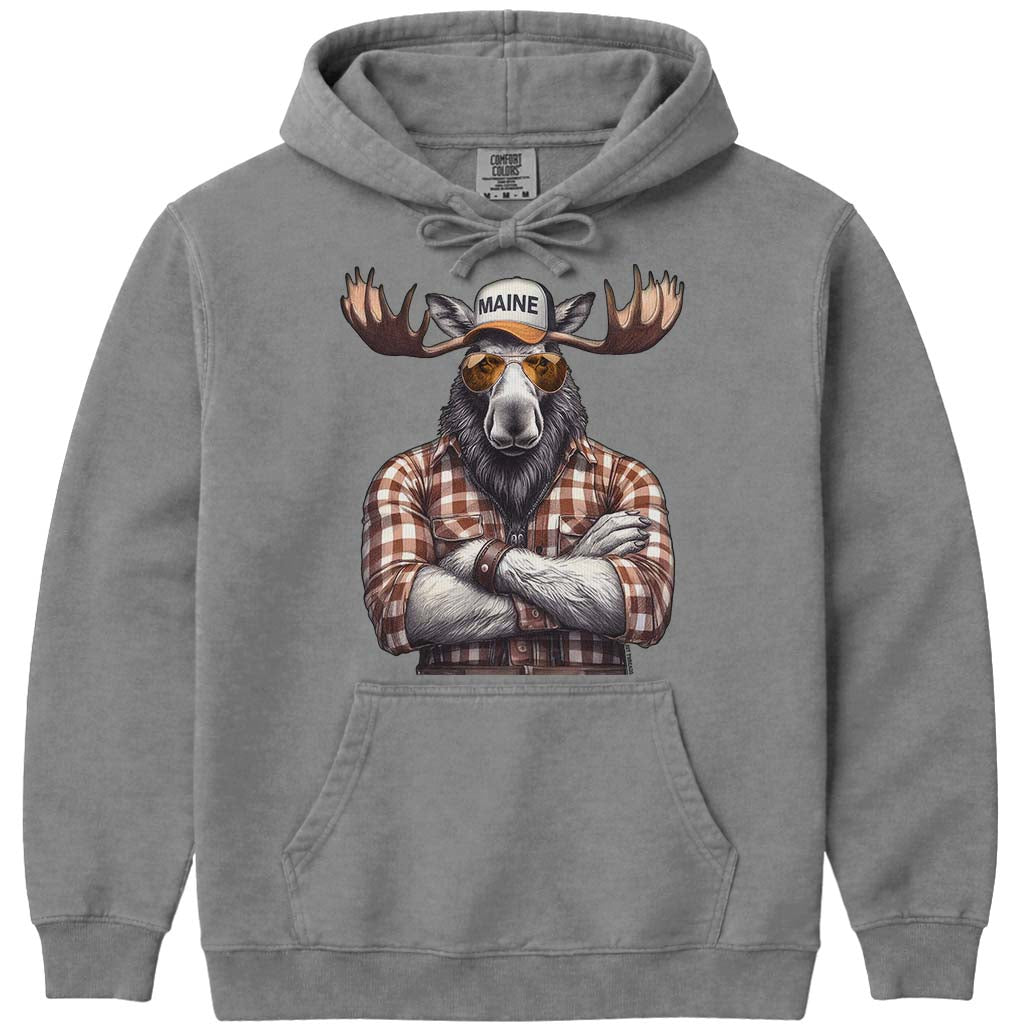 Talk To Me Moose Hoodie Sweatshirt - Grey