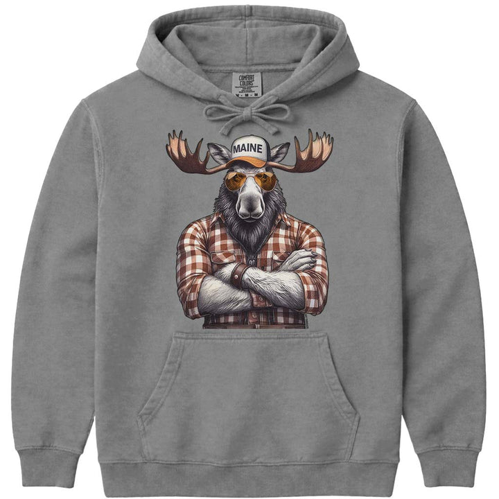 Talk To Me Moose Hoodie Sweatshirt - Grey
