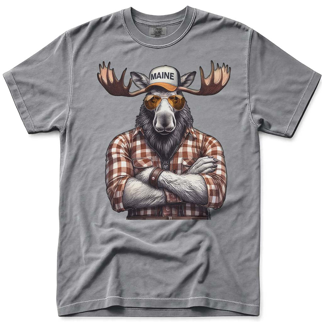 Talk To Me Moose Maine T Shirt - Grey