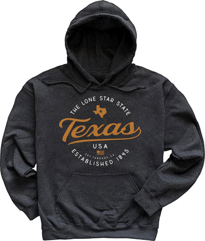 Dark Heather Grey Texas Hooded Sweatshirt