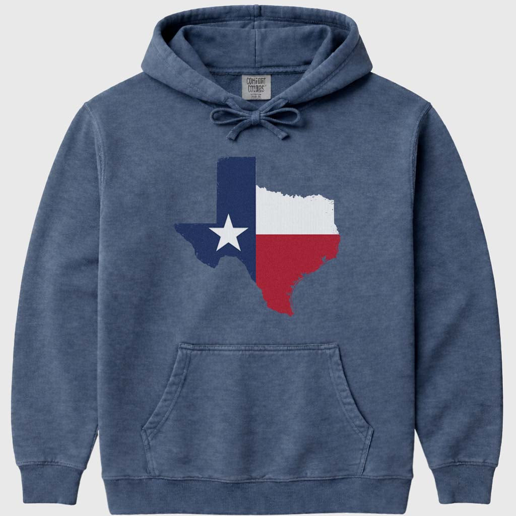 Texas Flag Hoodie Sweatshirt - Denim