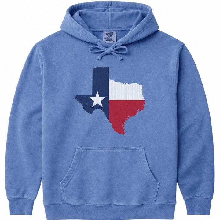 Texas Flag Hoodie Sweatshirt - Flo Blue