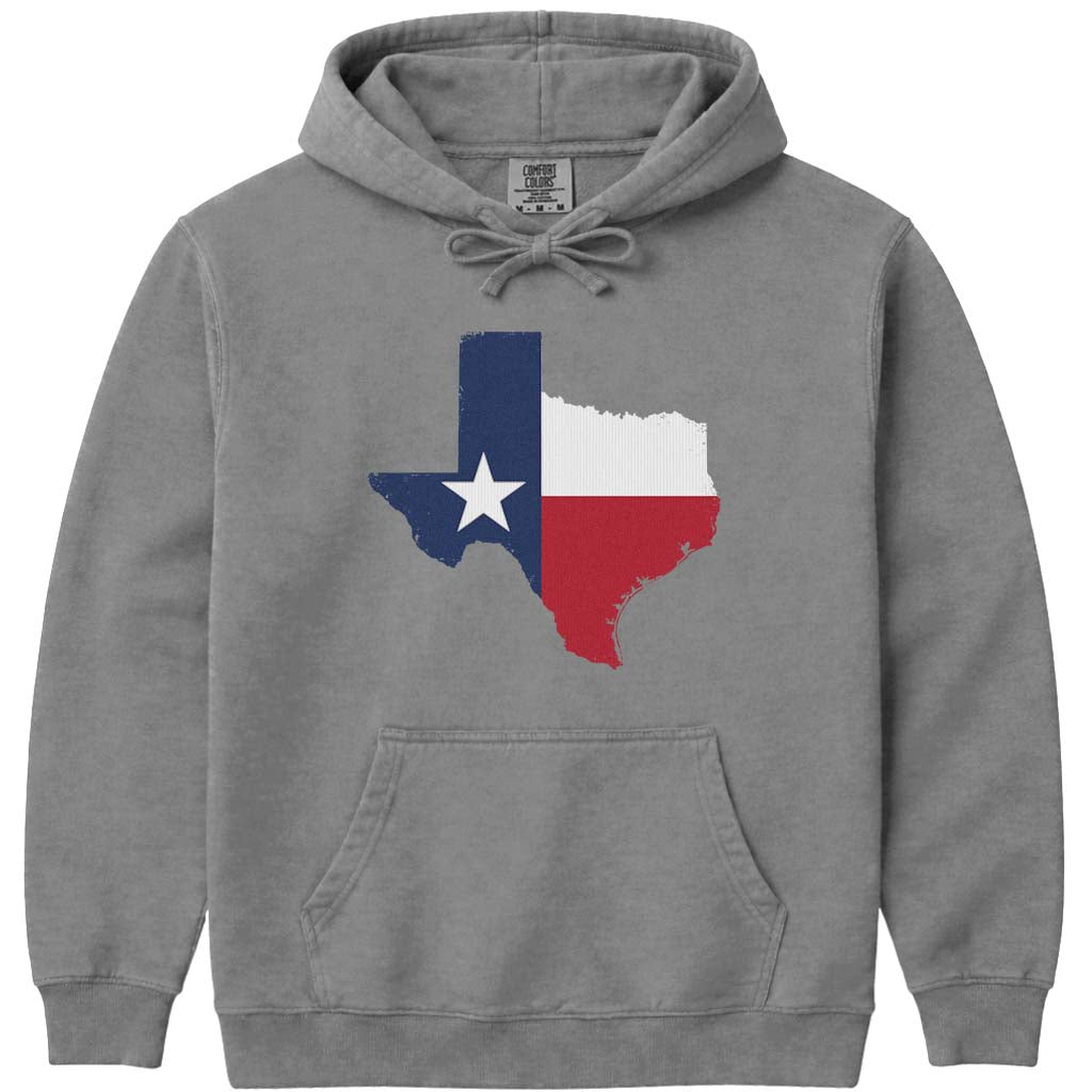 Texas Flag Hoodie Sweatshirt - Grey