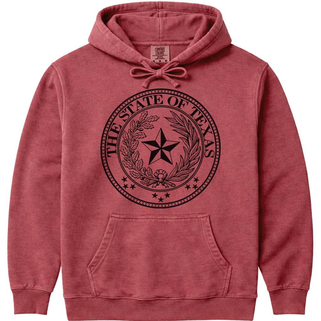 Texas State Seal Hoodie Sweatshirt - Crimson