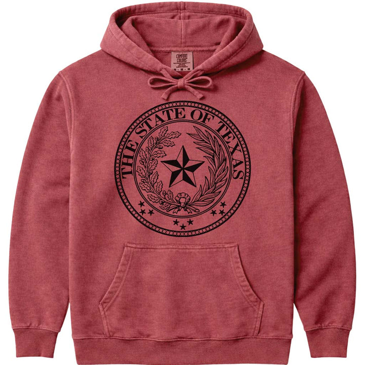 Texas State Seal Hoodie Sweatshirt - Crimson