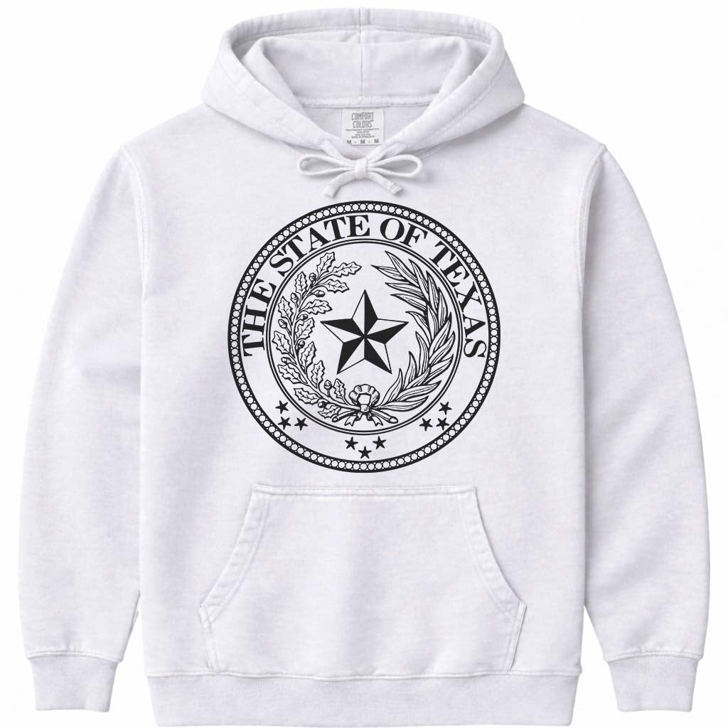 Texas State Seal Hoodie Sweatshirt - White
