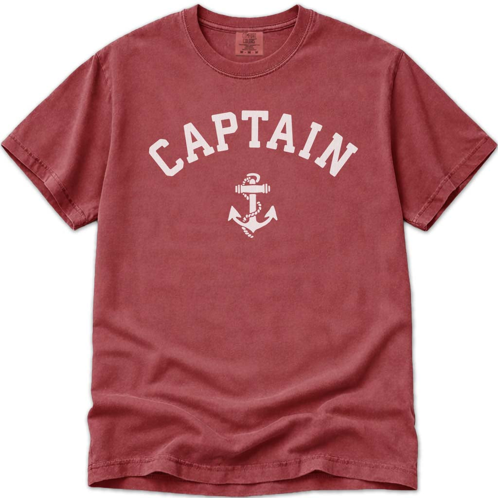 The Captain Shirt Nautical Boating Anchor Tee - Crimson