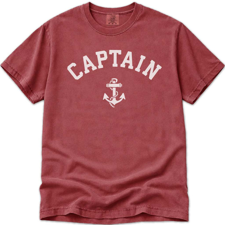The Captain Shirt Nautical Boating Anchor Tee - Crimson