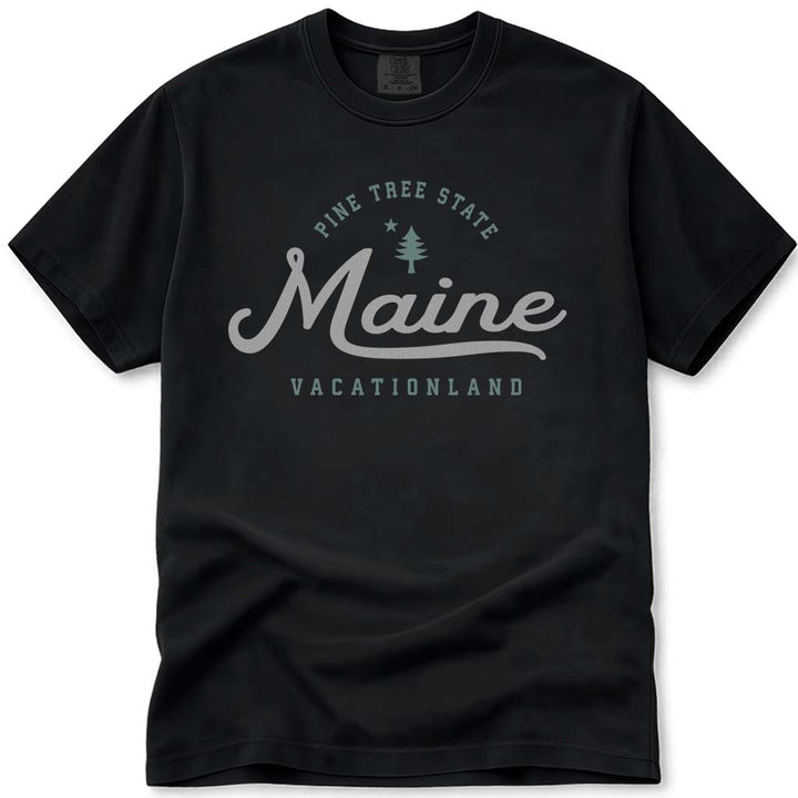 The Pine Tree State Maine T Shirt - Black
