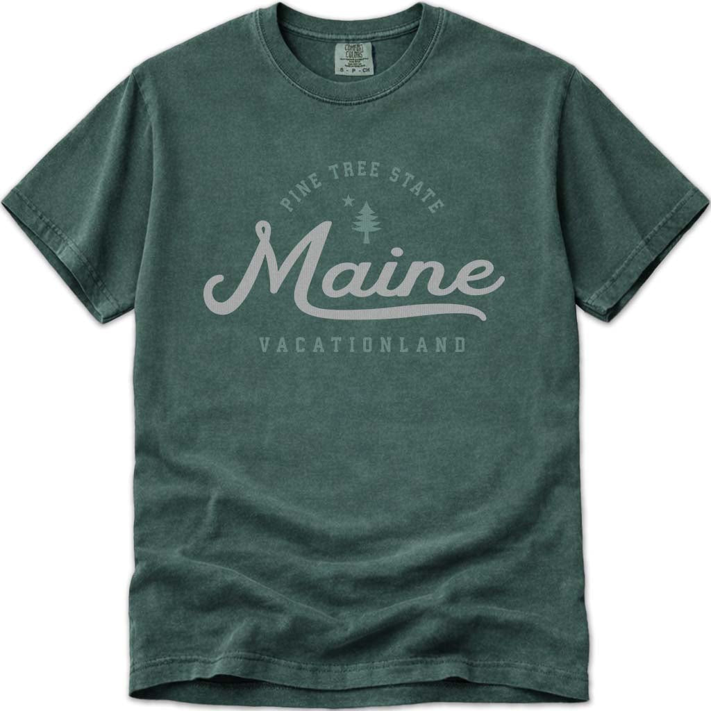 The Pine Tree State Maine T Shirt - Blue Spruce