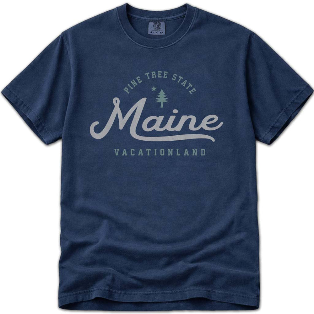 The Pine Tree State Maine T Shirt - Navy
