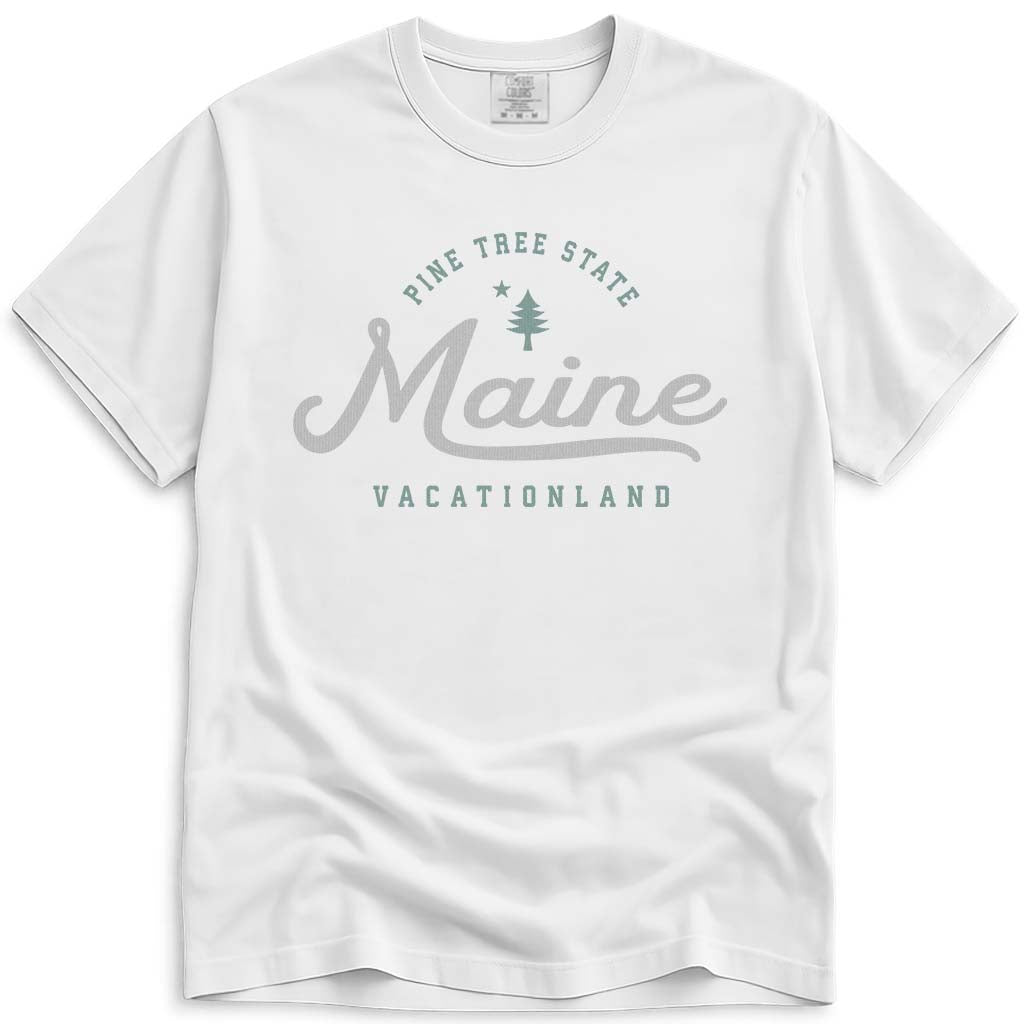 The Pine Tree State Maine T Shirt - White