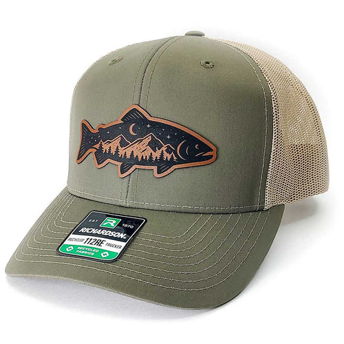 Trout Fishing Hat with Wilderness Scene - Richardson 112 Trucker Cap