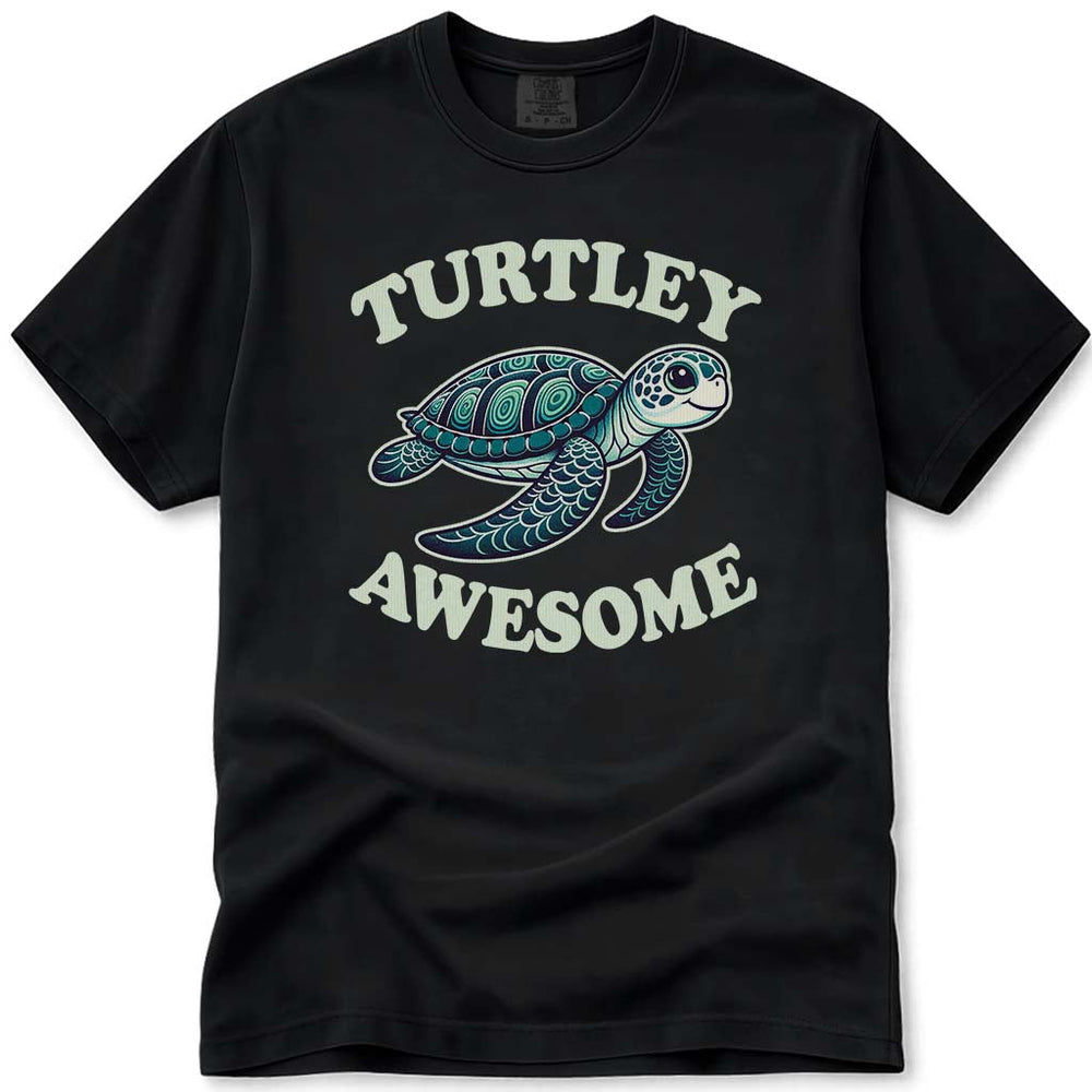Turtally Awesome Cute Sea Turtle T Shirt - Black