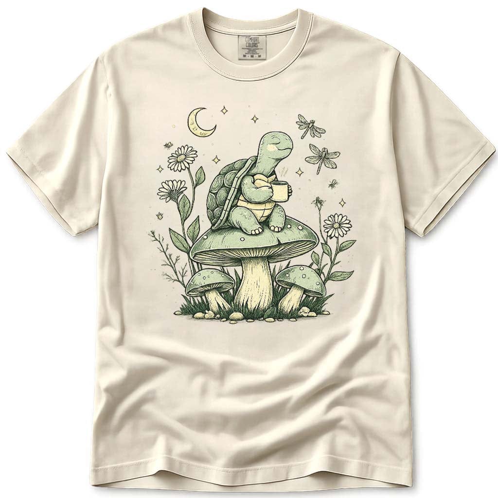 Cozy Mushroom Coffee Turtle Nature Comfort Colors® Tee