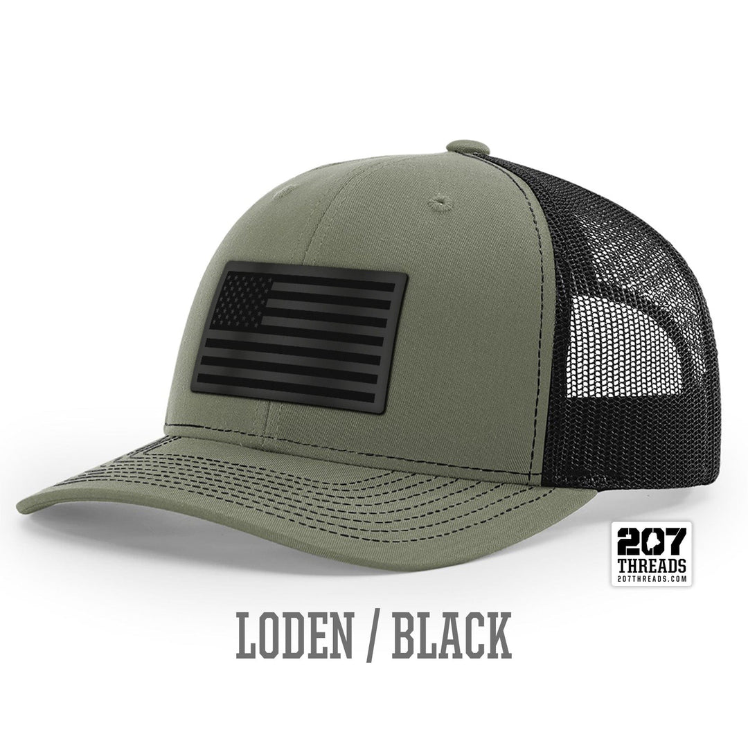 Black on Black American Flag Hat - USA