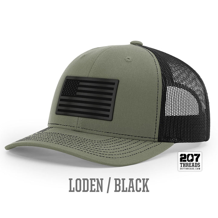 Black on Black American Flag Hat - USA