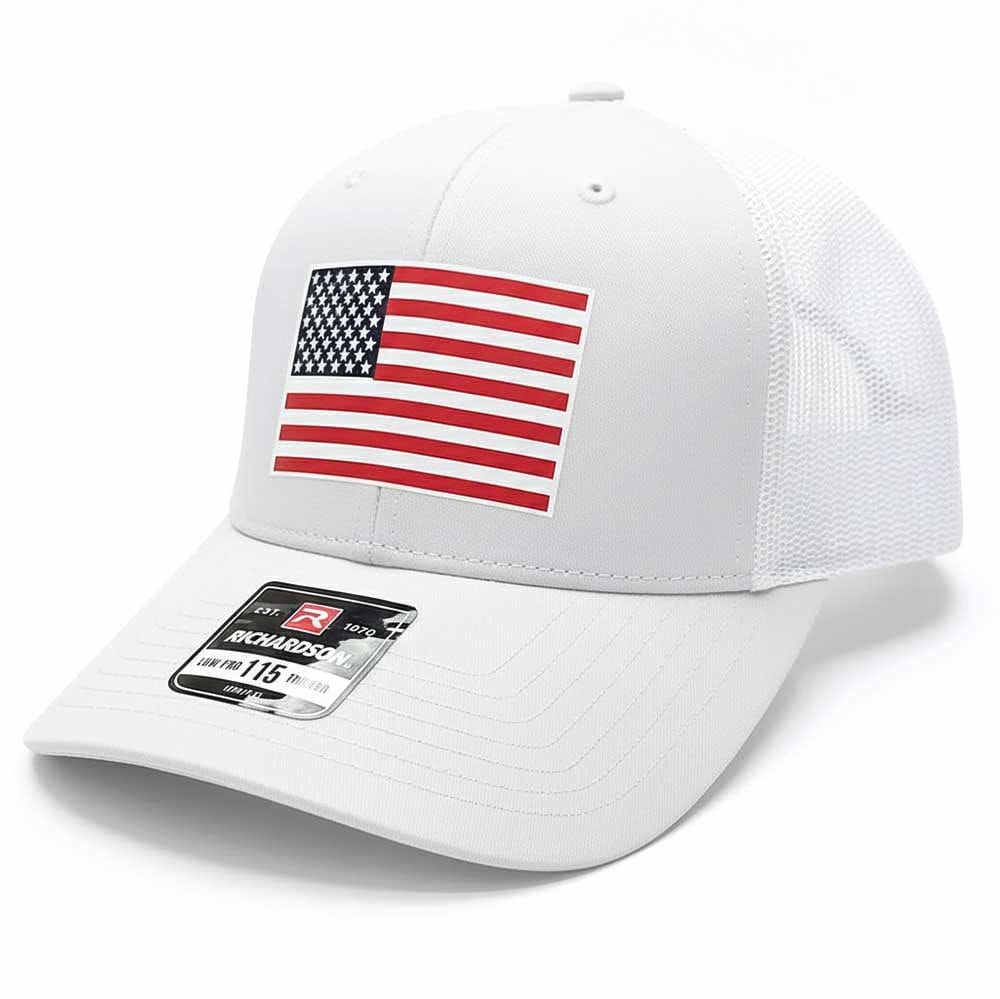 USA Flag Trucker Hat – Richardson 115 Mid-Profile Cap - Navy White