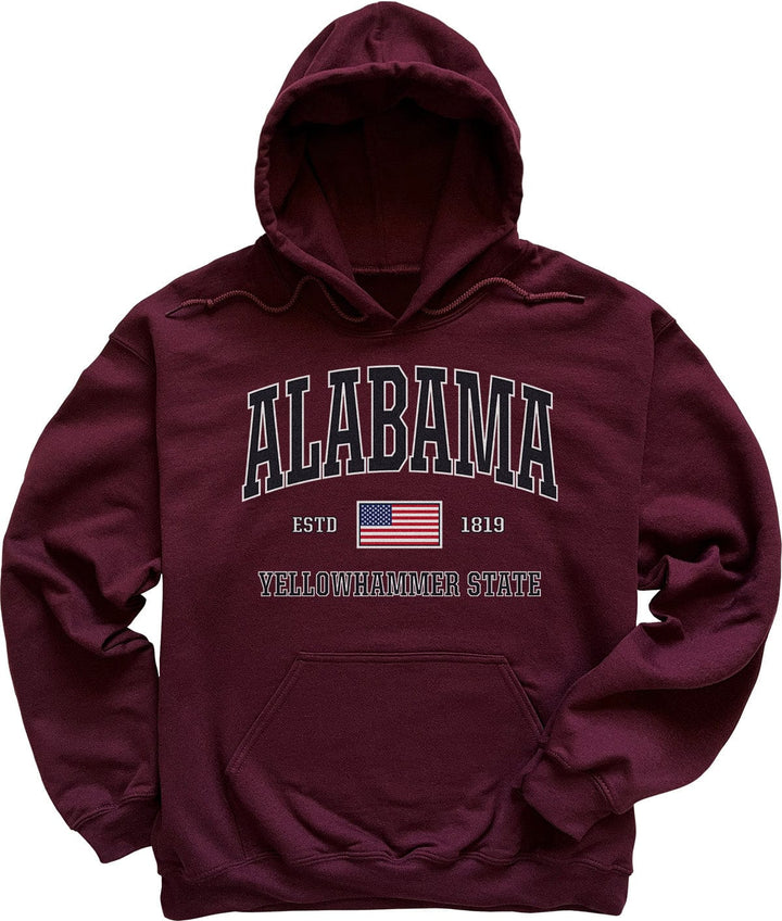 USA Flag Alabama Sweatshirt Maroon