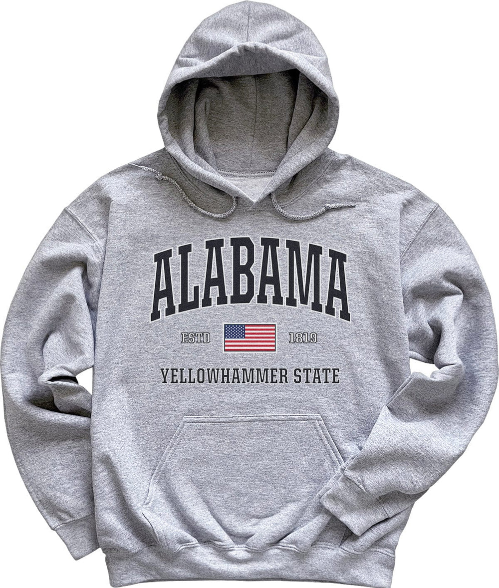 USA Flag Alabama Sweatshirt Light Heather Sport Grey