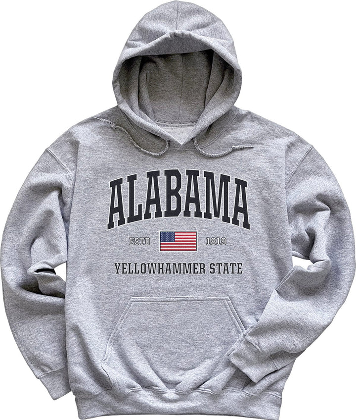 USA Flag Alabama Sweatshirt Light Heather Sport Grey