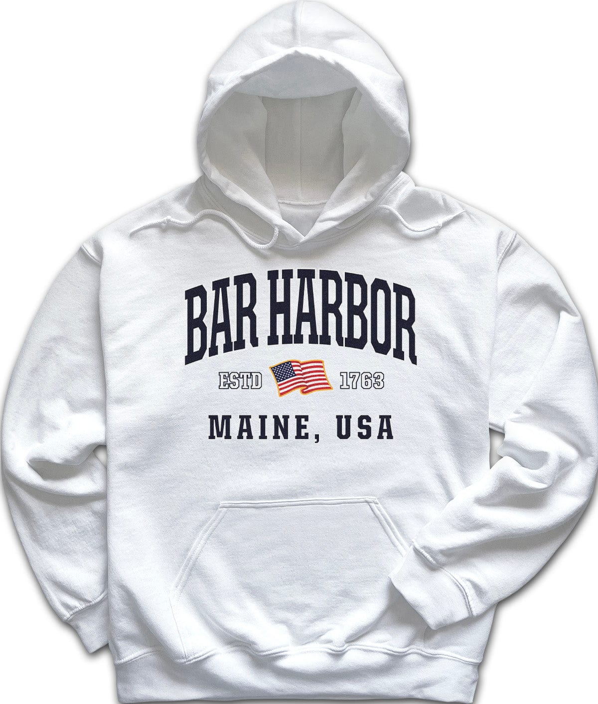 Patriotic Bar Harbor Hoodie - USA Flag Bar Harbor, Maine Sweatshirt