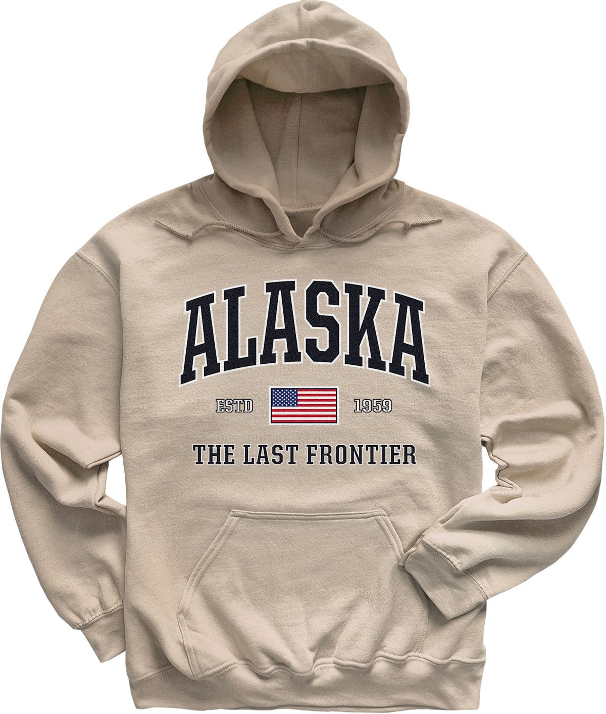 Sand Beige USA Patriotic Alaska Hoodie Sweatshirt