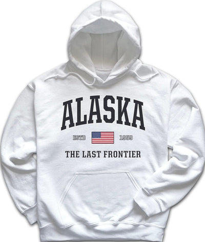 White USA Patriotic Alaska Hoodie Sweatshirt