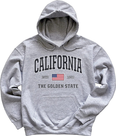 Light Sport Grey USA Patriotic California Hoodie Sweatshirt