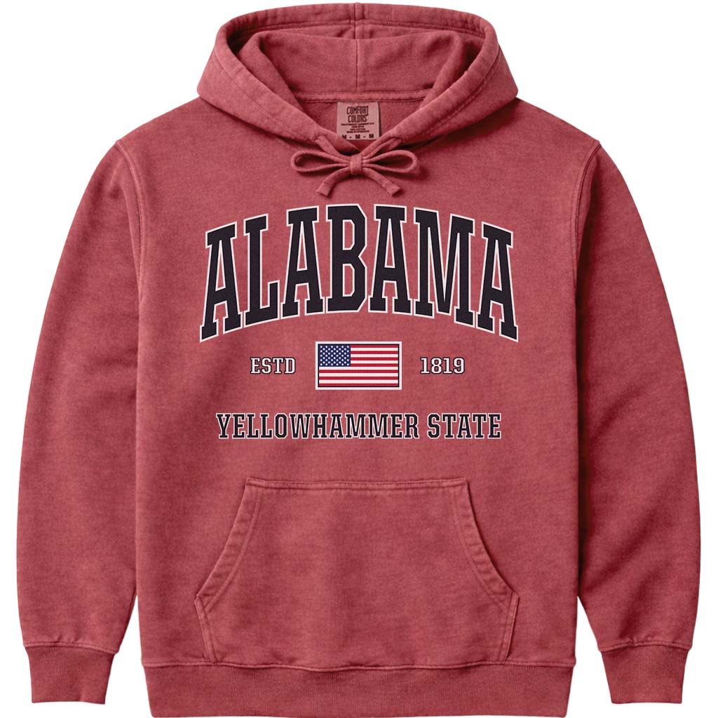 USA Flag Alabama Sweatshirt - Crimson