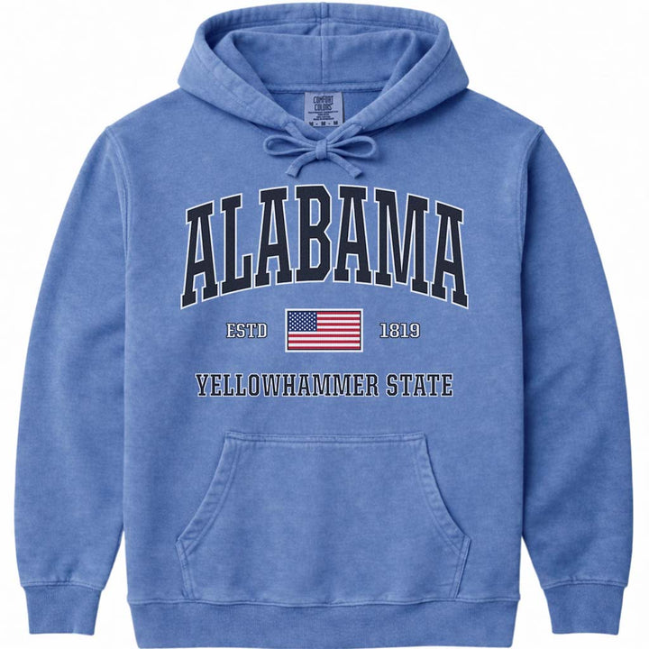 USA Flag Alabama Sweatshirt - Flo Blue