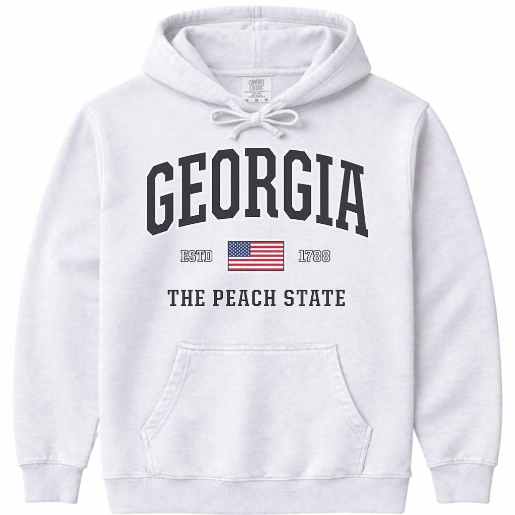 USA Flag Georgia Hoodie Sweatshirt - White
