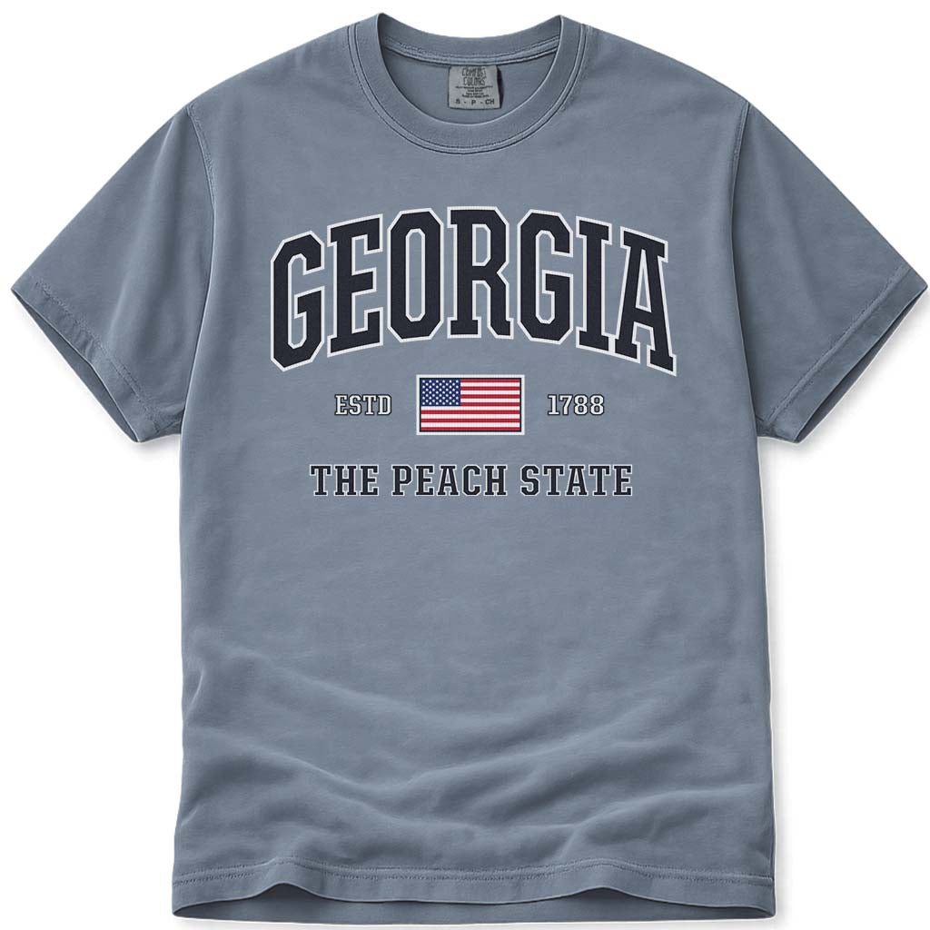 USA Flag Georgia Shirt Patriotic GA Comfort Colors Tee - Blue Jean