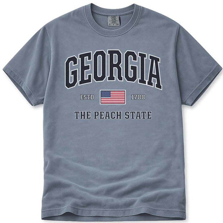 USA Flag Georgia Shirt Patriotic GA Comfort Colors Tee - Blue Jean