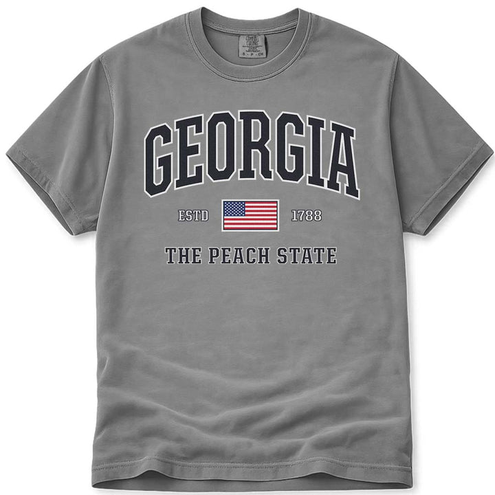 USA Flag Georgia Shirt Patriotic GA Comfort Colors Tee - Grey