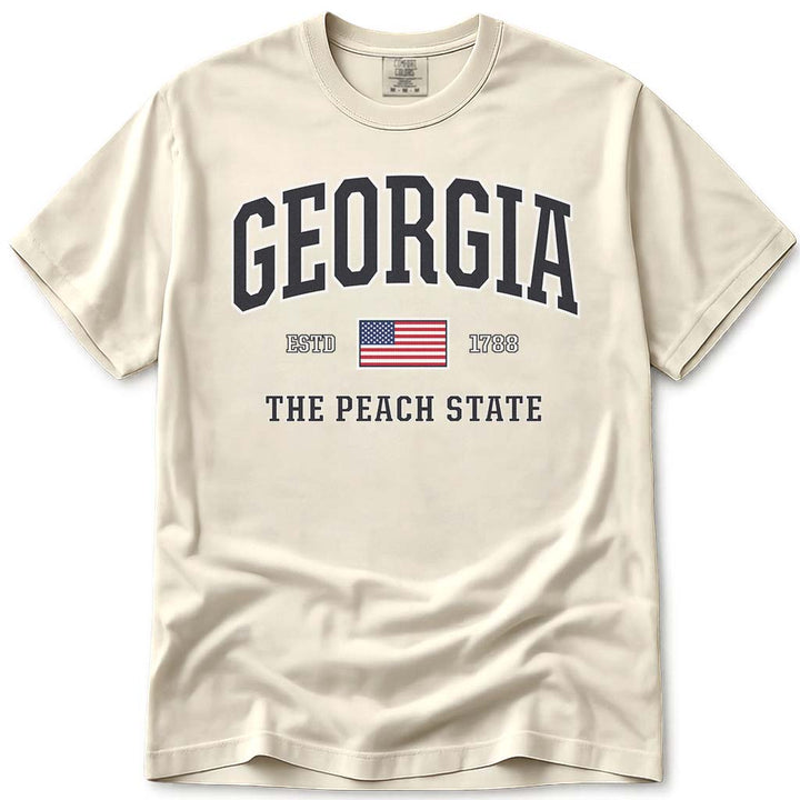 USA Flag Georgia Shirt Patriotic GA Comfort Colors Tee - Ivory
