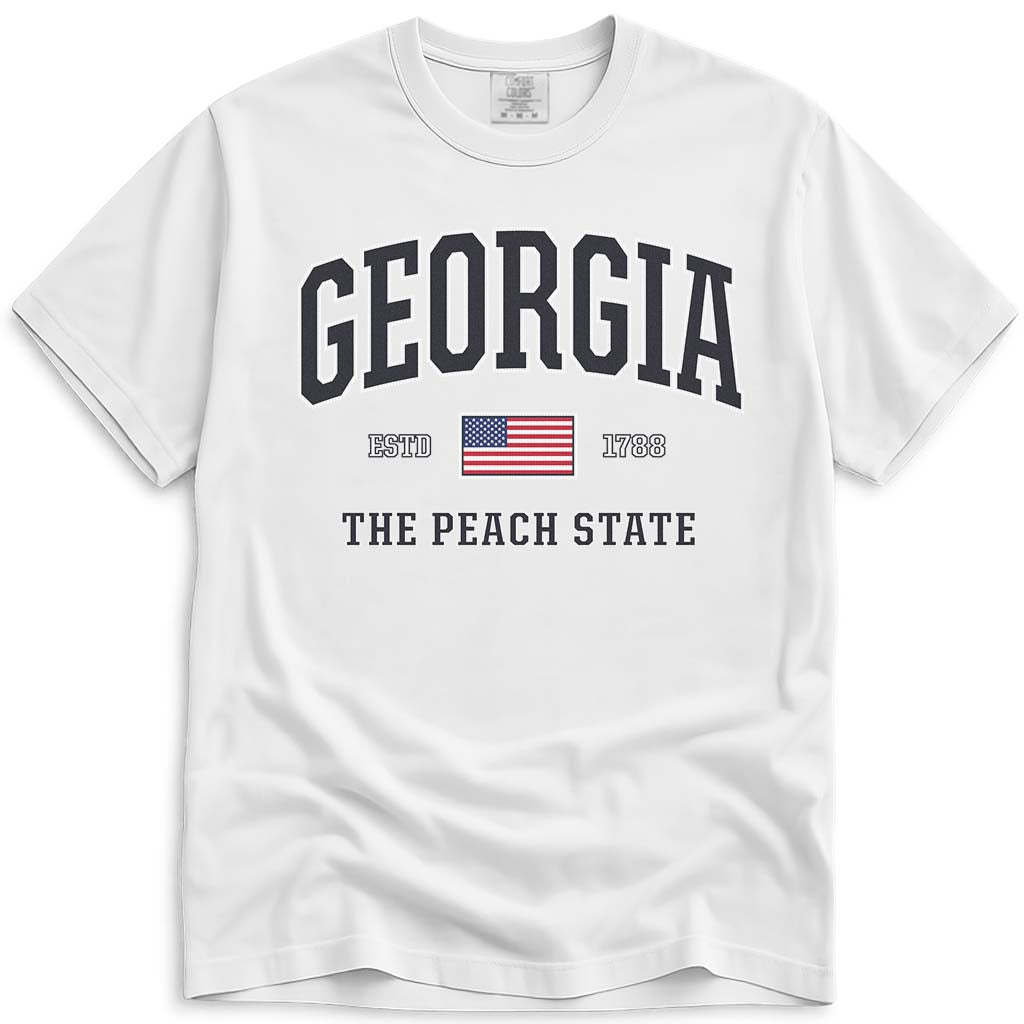 USA Flag Georgia Shirt Patriotic GA Comfort Colors Tee - White