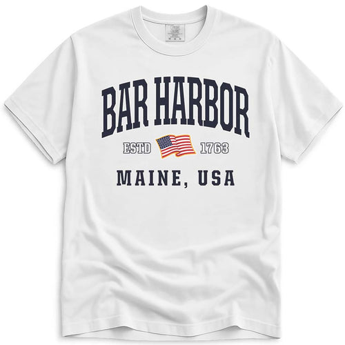 USA Flag Patriotic Bar Harbor T Shirt