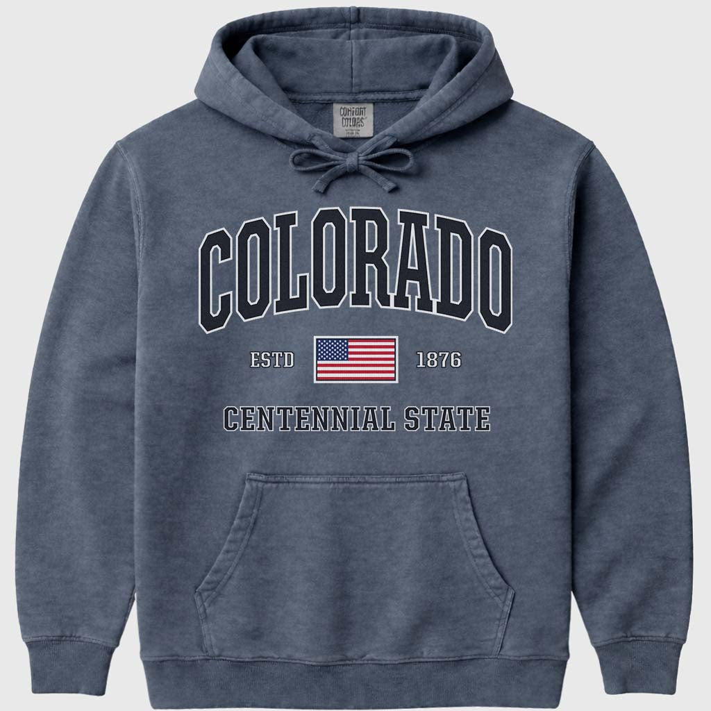 Patriotic USA Flag Colorado Hoodie - Denim