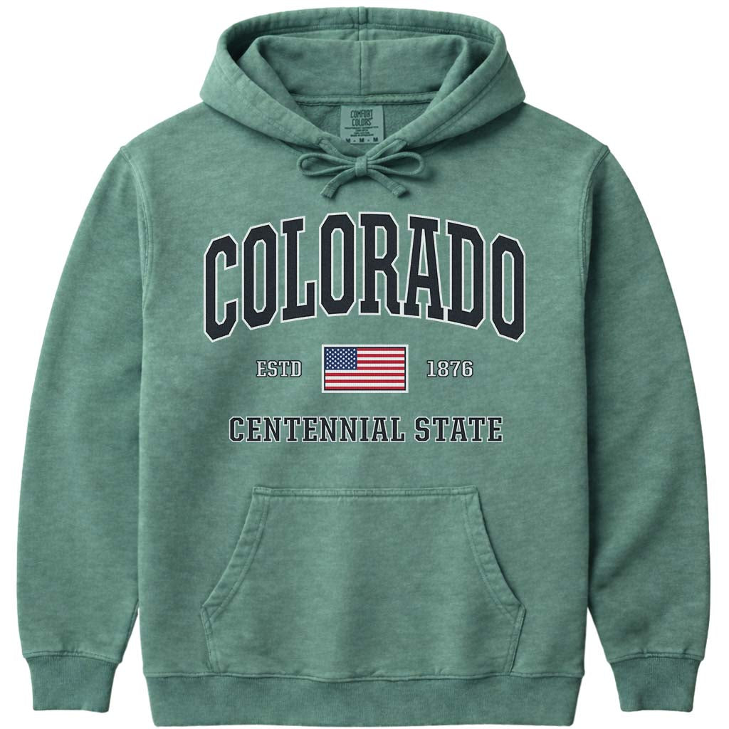 Patriotic USA Flag Colorado Hoodie - Light Green