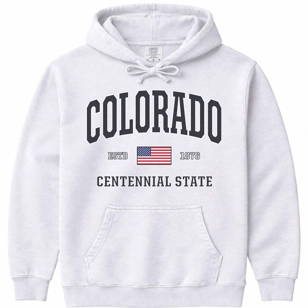 Patriotic USA Flag Colorado Hoodie - White