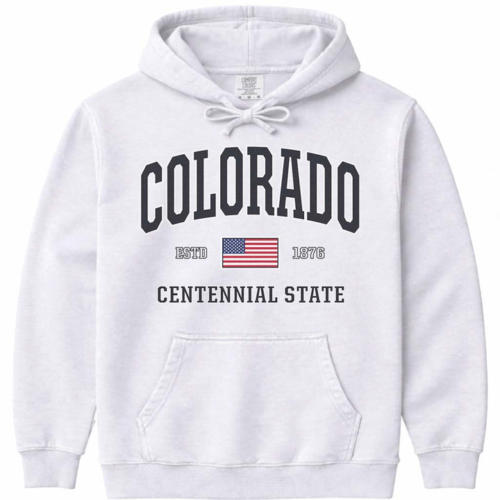 Patriotic USA Flag Colorado Hoodie - White