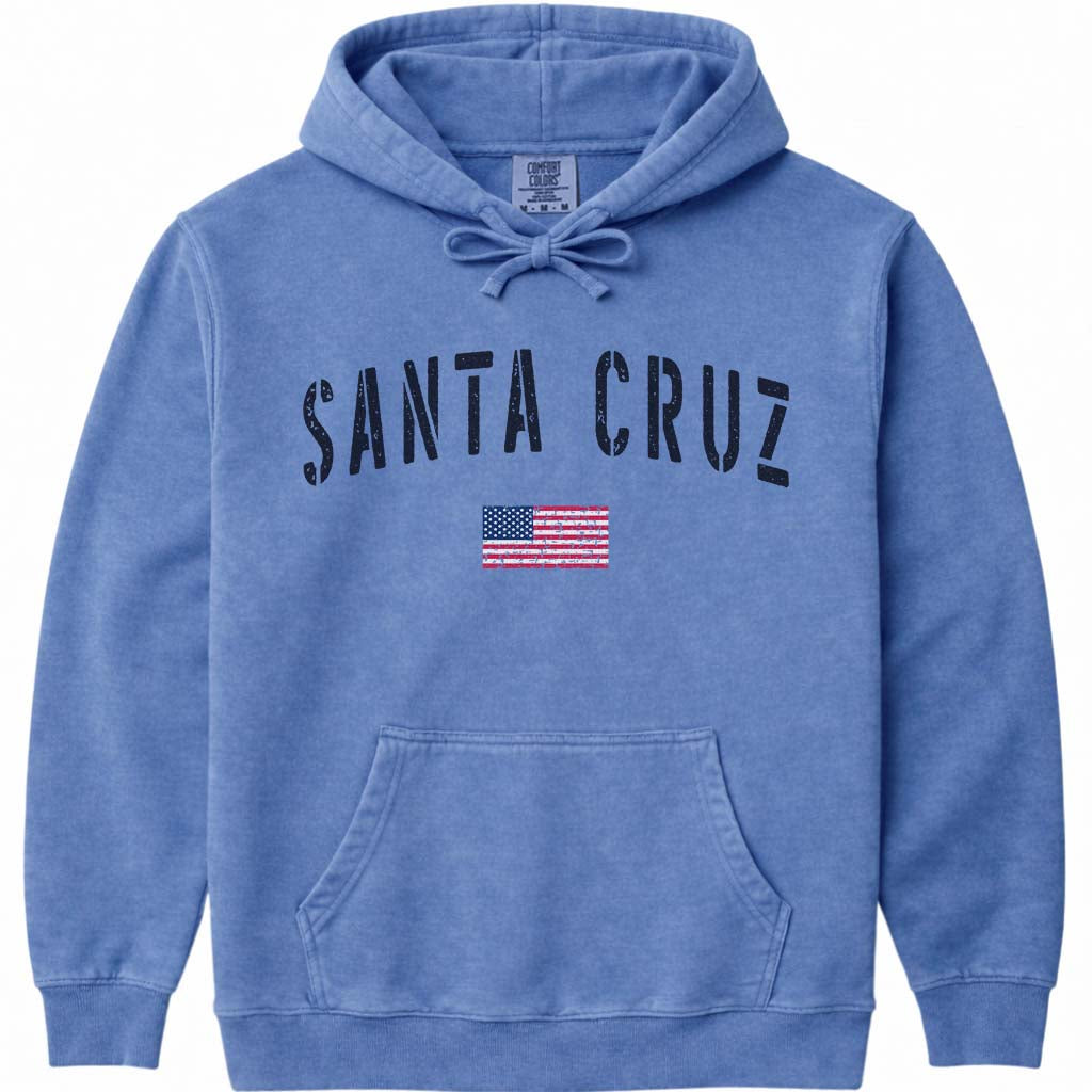 USA Flag Santa Cruz Hoodie Sweatshirt - Flo Blue