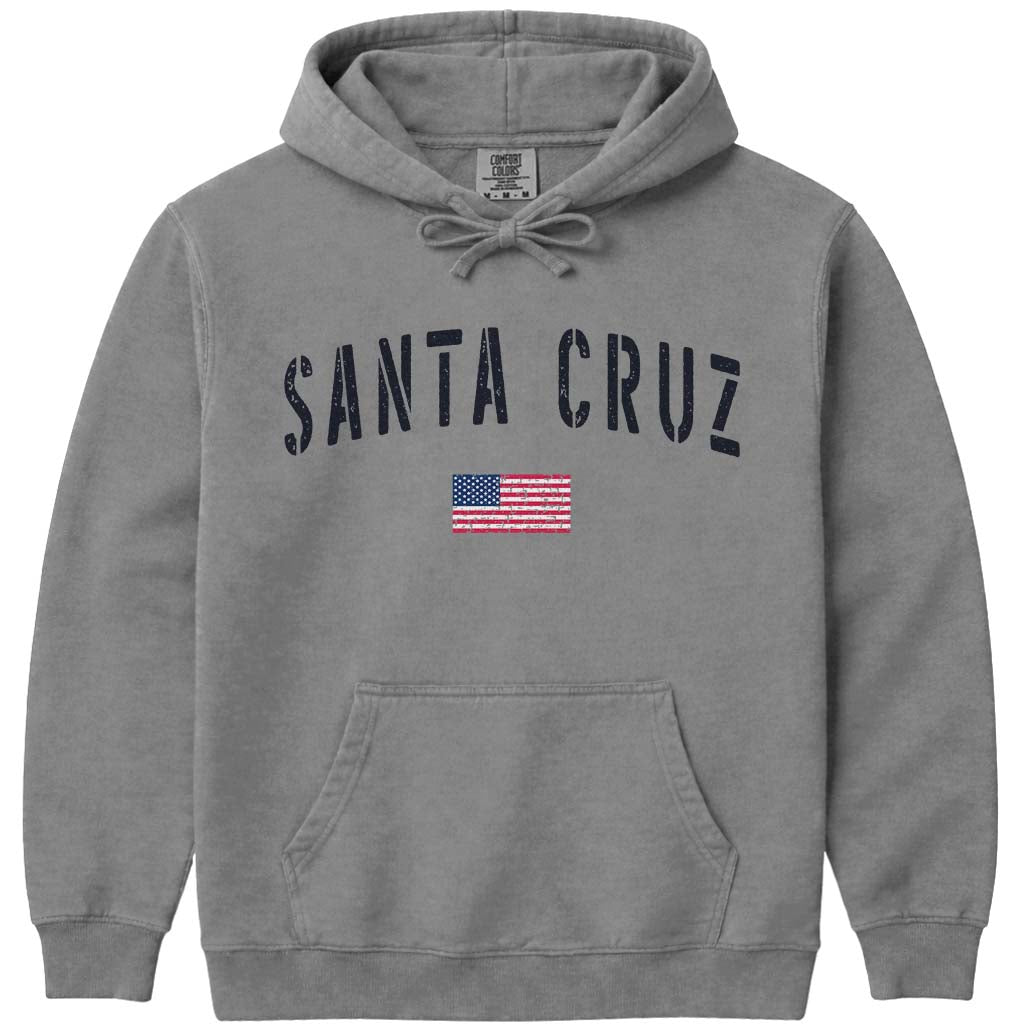 USA Flag Santa Cruz Hoodie Sweatshirt - Grey
