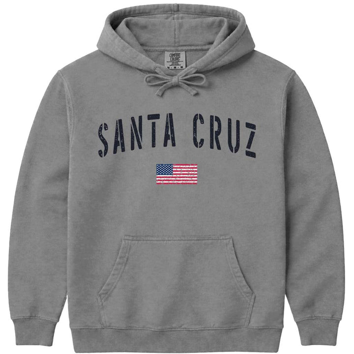 USA Flag Santa Cruz Hoodie Sweatshirt - Grey